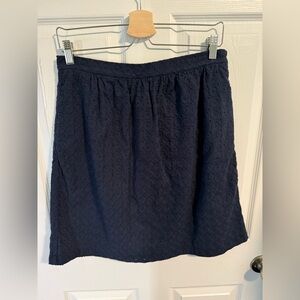 J Crew A-line Eyelet Skirt in Navy size 6